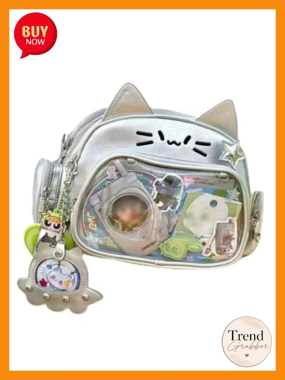 Cat Ita Bag Backpack PU Leather Pin Display School Bag Kawaii Anime Shoulder